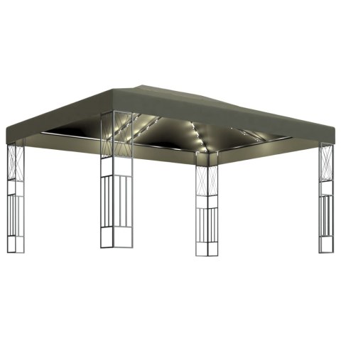 Altana ze sznurem lampek LED, 3x4 m, tkanina w kolorze taupe
