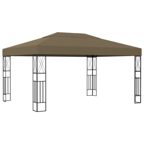 Altana ze sznurem lampek LED, 3x4 m, tkanina w kolorze taupe