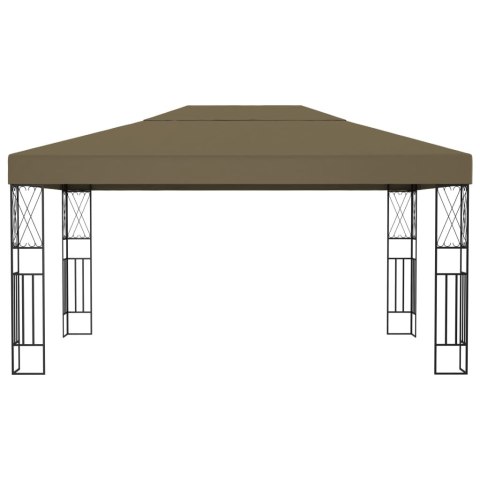 Altana ze sznurem lampek LED, 3x4 m, tkanina w kolorze taupe