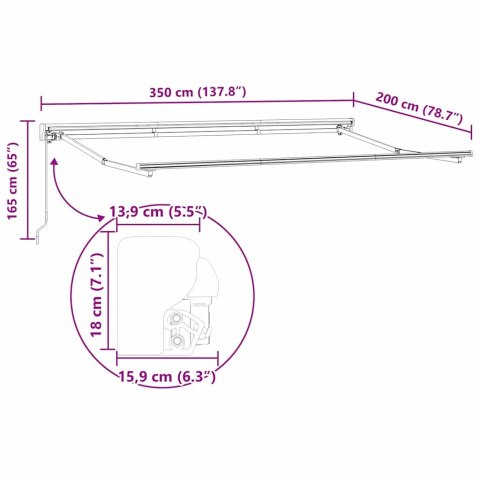 Rama markizy Kremowy 350 x 200 cm Poliester z powłoką PU