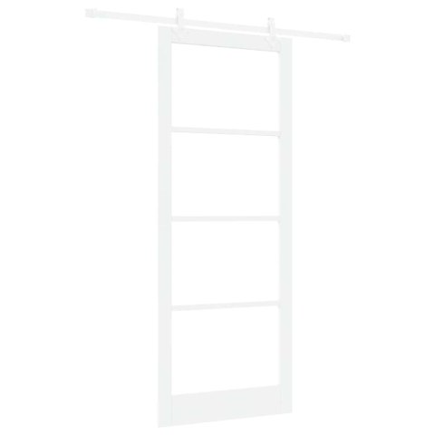 Drzwi przesuwne Biały 93 x 232 cm Lite drewno sosnowe i szkło