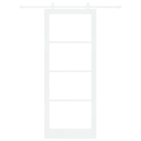 Drzwi przesuwne Biały 93 x 232 cm Lite drewno sosnowe i szkło