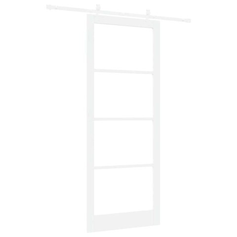Drzwi przesuwne Biały 93 x 232 cm Lite drewno sosnowe i szkło