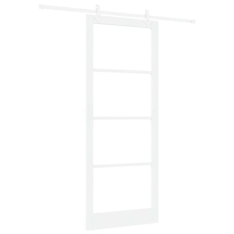 Drzwi przesuwne Biały 93 x 232 cm Lite drewno sosnowe i szkło