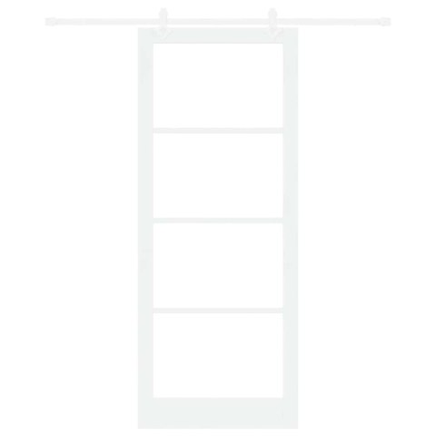 Drzwi przesuwne Biały 93 x 232 cm Lite drewno sosnowe i szkło