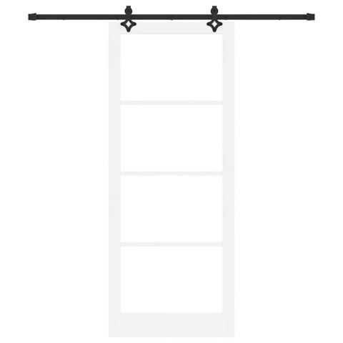 Drzwi przesuwne Biały 93 x 232 cm Lite drewno sosnowe i szkło