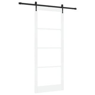Drzwi przesuwne Biały 93 x 232 cm Lite drewno sosnowe i szkło