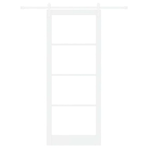 Drzwi przesuwne Biały 93 x 232 cm Lite drewno sosnowe i szkło