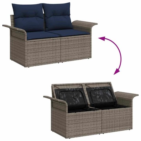 Zestaw Sof na Ogród z poduszką 8 pcs Szary Rattan poli
