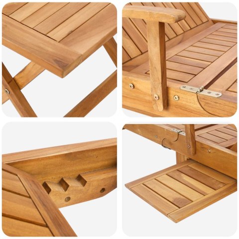 Leżak ze stolikiem 2 pcs brązowy 40 x 40 x 40 cm