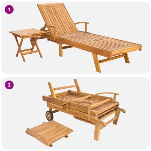 Leżak ze stolikiem 2 pcs brązowy 40 x 40 x 40 cm