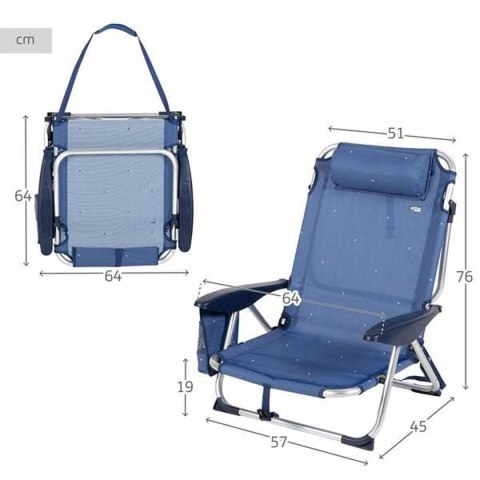 Fotel plażowy Aktive Ciemnoniebieski 51 x 45 x 76 cm Plaża