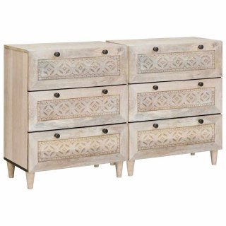 Bufet 2 pcs Biały 120 x 33,5 x 75 cm lite drewno mango