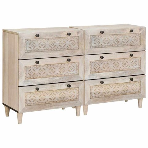 Bufet 2 pcs Biały 120 x 33,5 x 75 cm lite drewno mango
