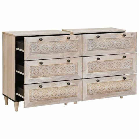 Bufet 2 pcs Biały 120 x 33,5 x 75 cm lite drewno mango
