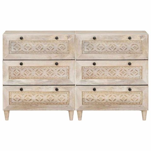 Bufet 2 pcs Biały 120 x 33,5 x 75 cm lite drewno mango