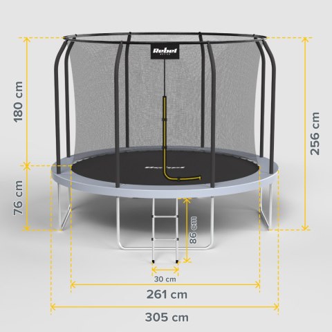 Trampolina Rebel Active PRO 10ft/305 cm, siatka, drabinka