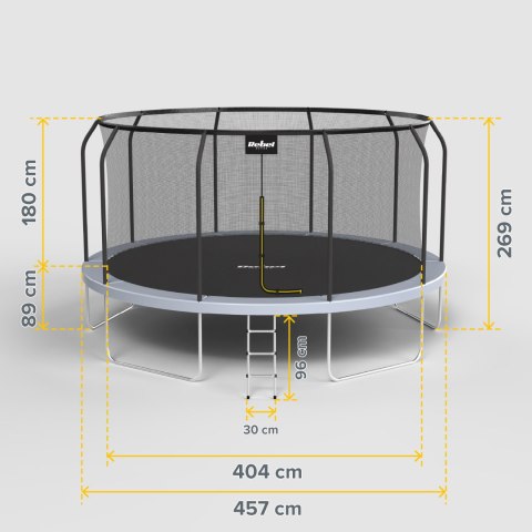 Trampolina Rebel Active PRO 15ft/457 cm, siatka, drabinka