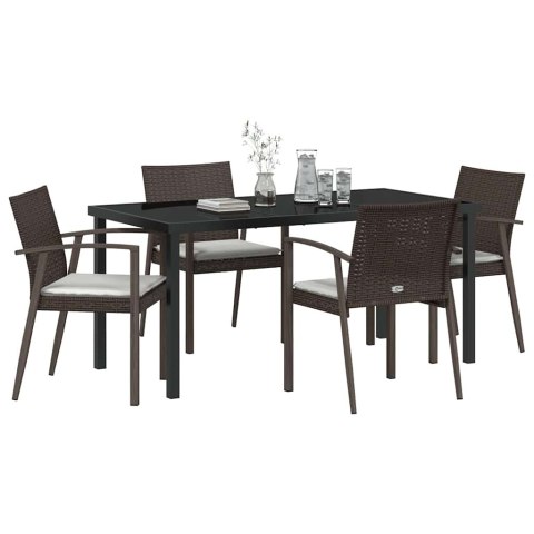 Zestaw do jadalni w ogrodzie 5 pcs Brązowy i czarny Rattan PE