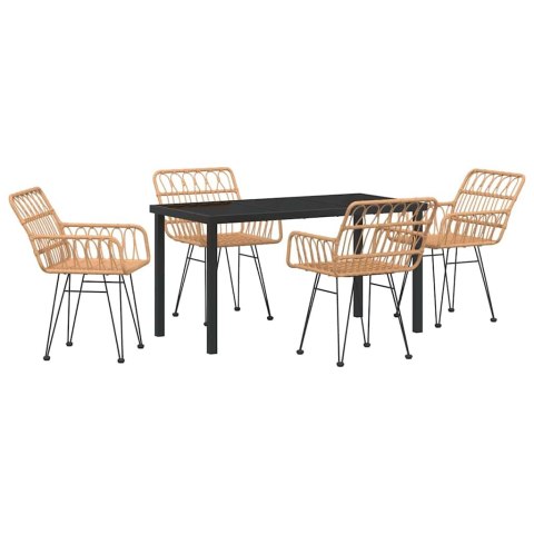 Zestaw do jadalni w ogrodzie 5 pcs Brązowy