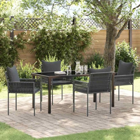 Zestaw do jadalni w ogrodzie 5 pcs Czarny i szary Rattan PE