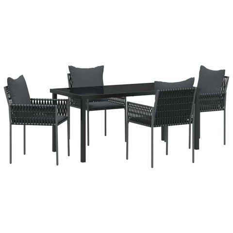 Zestaw do jadalni w ogrodzie 5 pcs Czarny i szary Rattan PE