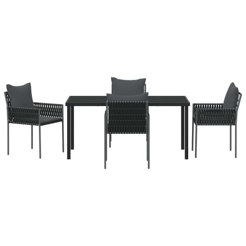 Zestaw do jadalni w ogrodzie 5 pcs Czarny i szary Rattan PE