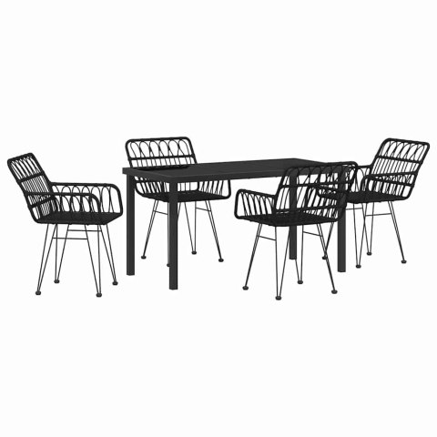 Zestaw do jadalni w ogrodzie 5 pcs Czarny