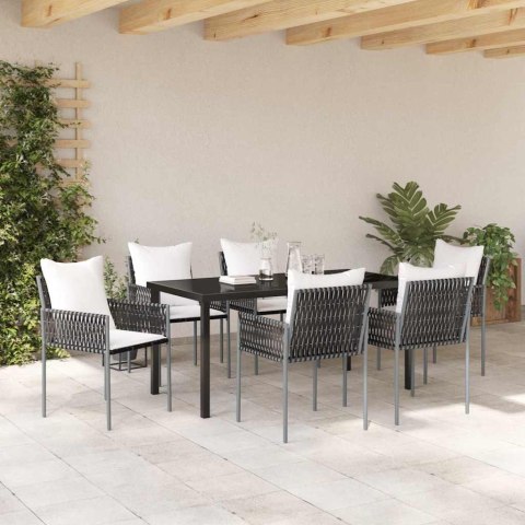 Zestaw do jadalni w ogrodzie 7 pcs Brązowy i czarny Rattan PE
