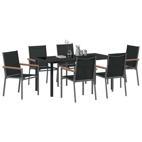 Zestaw do jadalni w ogrodzie 7 pcs Czarny