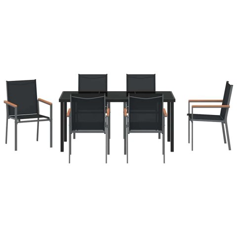 Zestaw do jadalni w ogrodzie 7 pcs Czarny