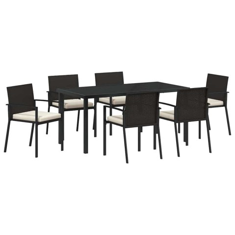 Zestaw do jadalni w ogrodzie 7 pcs Czarny