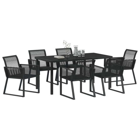 Zestaw do jadalni w ogrodzie 7 pcs Czarny