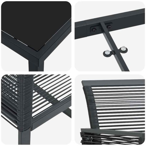 Zestaw do jadalni w ogrodzie 7 pcs Czarny