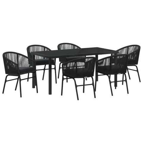Zestaw do jadalni w ogrodzie 7 pcs Czarny