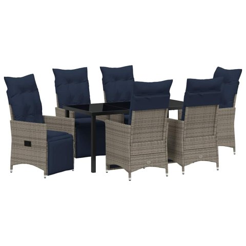 Zestaw stół i krzesła z poduszką 7 pcs Szary Rattan PE