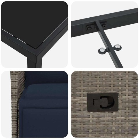 Zestaw stół i krzesła z poduszką 7 pcs Szary Rattan PE