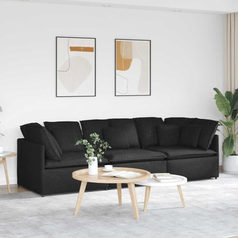 Sofa modułowa z poduszkami Tkanina Czarna