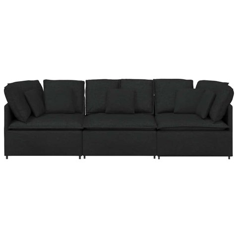 Sofa modułowa z poduszkami Tkanina Czarna