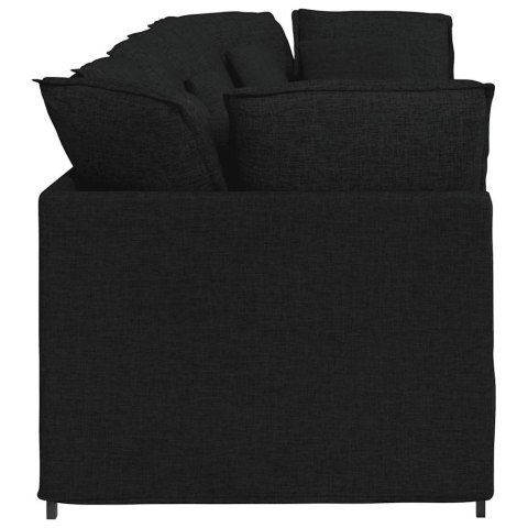 Sofa modułowa z poduszkami Tkanina Czarna