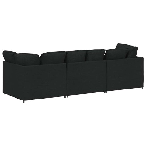 Sofa modułowa z poduszkami Tkanina Czarna