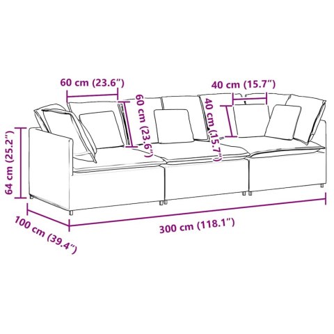 Sofa modułowa z poduszkami Tkanina Czarna