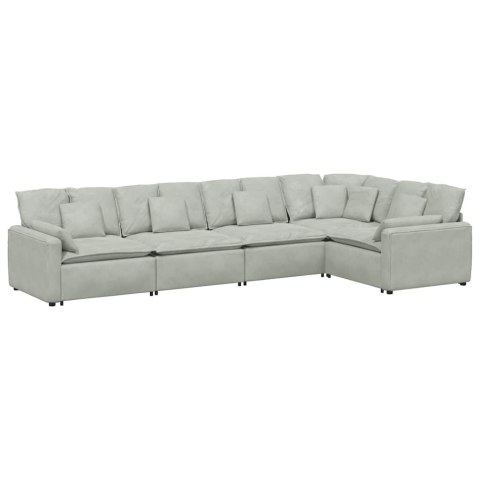 Sofa modułowa z poduszkami aksamitna jasnoszara