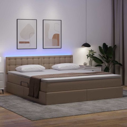 Łóżko z miejscem na przechowywanie i LED Kawowy 180 x 200 cm