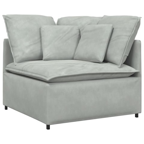 Sofa modułowa z poduszkami aksamitna jasnoszara