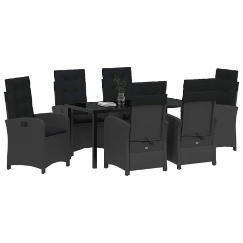 Zestaw do jadalni w ogrodzie z poduszką 7 pcs Czarny polirattan
