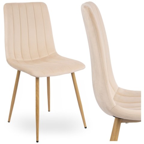 Krzesło welurowe FRESNO WOOD beżowe velvet