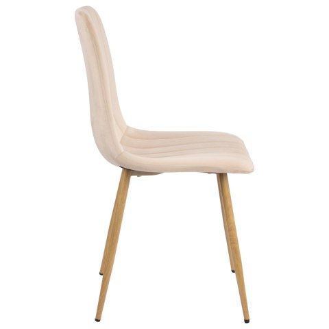 Krzesło welurowe FRESNO WOOD beżowe velvet