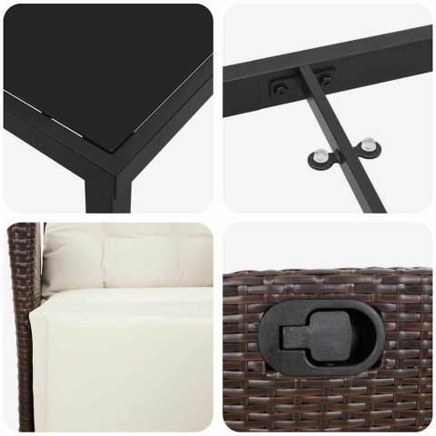 Zestaw do jadalni w ogrodzie 7 pcs Brązowy polirattan