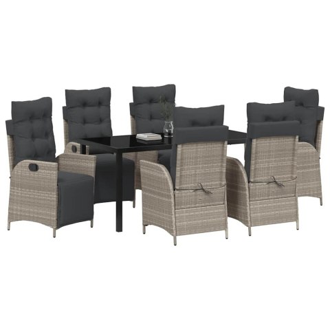 Zestaw do jadalni w ogrodzie 7 pcs Jasnoszary polirattan